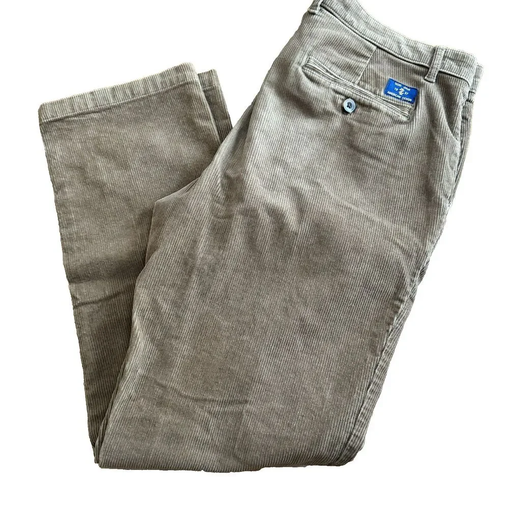 Izod‎ Corduroy Pants Mens 34x30 Brown Straight Leg Stretch Cotton Casual